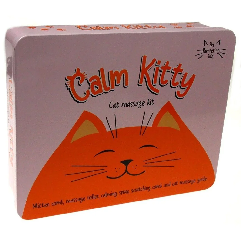 Calm Kitty Cat Massage Kit Fridge Magnets Mitten Comb Massage Roller Spray Gift